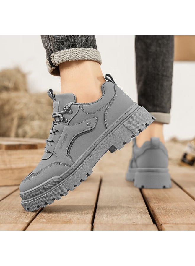 Pull Back Warrior Men's Work Shoes Autumn Winter New Low-top Martin Boots Casual Shoes Wbn-2344 Gray Size 39 - Image 4