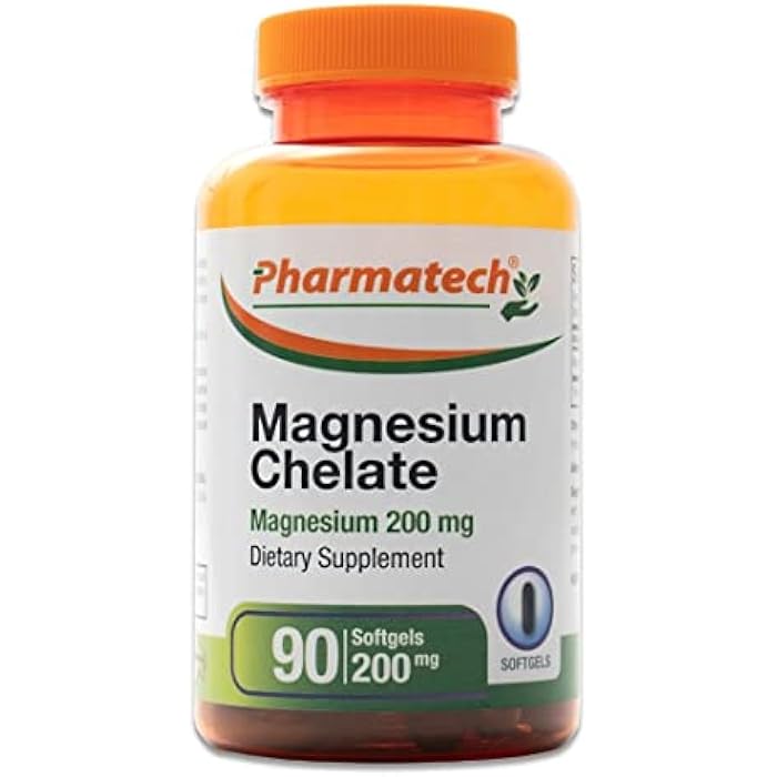 PHARMATECH Magnesium Chelate 200 mg, Glycinate, High Absorption Magnesium, 100% Chelated, Better Sleep, Stress Relief, Improve Energy, for Women and Men, 90 Softgels, By Pharmatech ® - Image 1