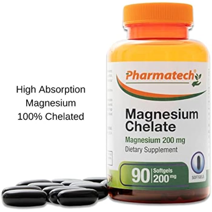 PHARMATECH Magnesium Chelate 200 mg, Glycinate, High Absorption Magnesium, 100% Chelated, Better Sleep, Stress Relief, Improve Energy, for Women and Men, 90 Softgels, By Pharmatech ® - Image 4