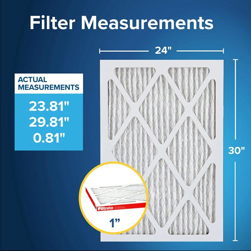 FILTRETE 24x30x1 AC Furnace Air Filter, MERV 11, MPR 1000, Micro Allergen Defense, 3-Month Pleated 1-Inch Electrostatic Air Cleaning Filter, 6 Pack (Actual Size 23.81x29.81x0.81 in) - Image 2