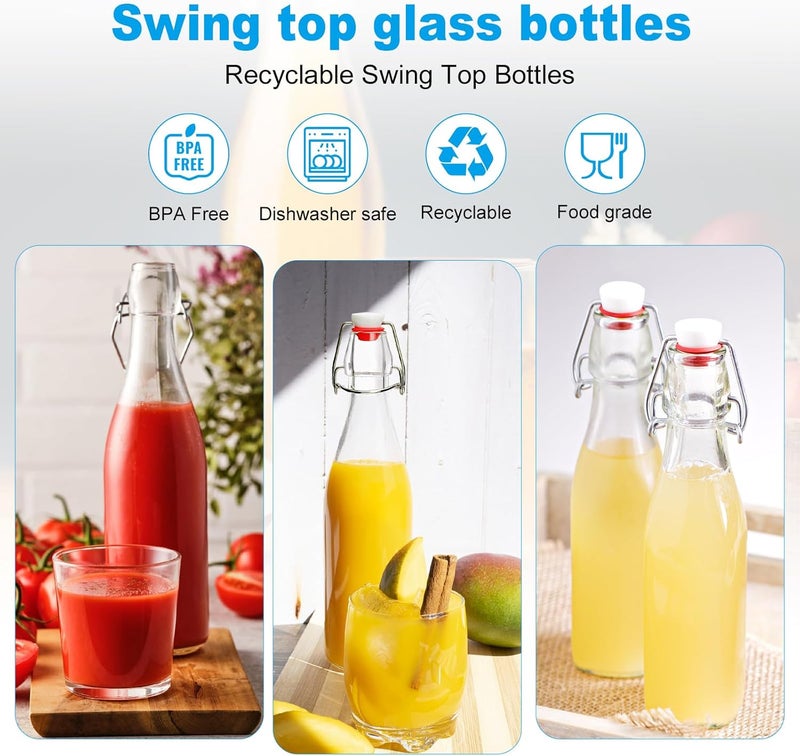 JOBVERT 2 Pack Swing Top Glass Bottles 16oz, Flip Top Glass Bottle with Airtight Lid for Fermentation, Kombucha, Mead, Vanilla Extract, Coquito, Vinegar, Beer, Kefir, Wine, Soda, Juice, Oil for Home Brewing - Image 4