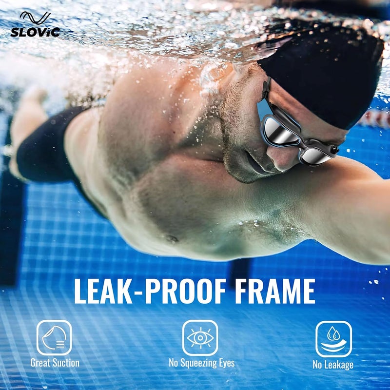 SLOVIC Swimming Goggles for Men [Aqua Blue] | Swimming Goggles for Women | Anti-Fog & UV Protected Swimming Glasses for Men | Unisex Swimming Accessories | Leaf-Proof Goggle with Adjustable Straps - Image 2