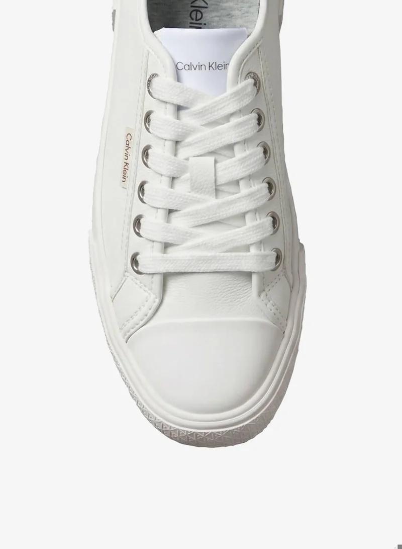 Calvin Klein Triple Bright White CK Luna - Leather Logo Trainers for Women | Best Price UAE