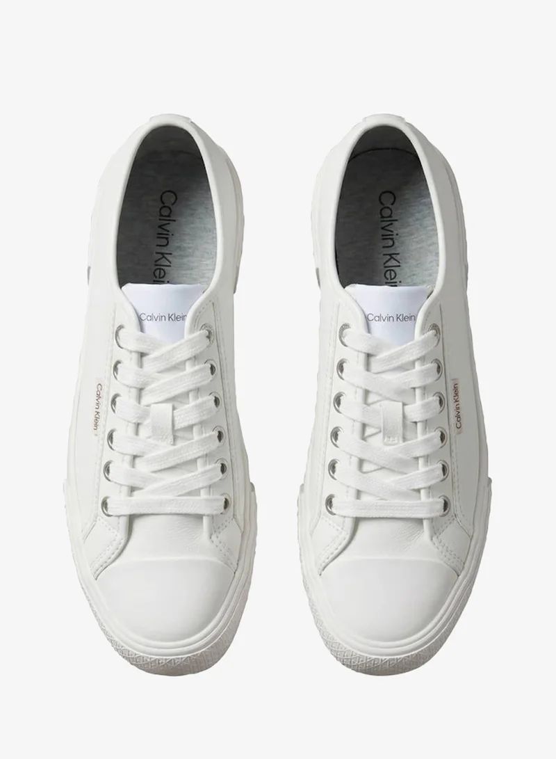 Calvin Klein Triple Bright White CK Luna - Leather Logo Trainers for Women | Best Price UAE