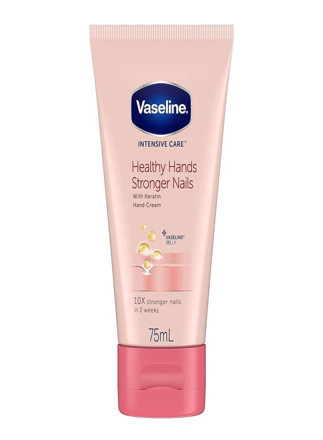 Vaseline Hand Cream for Very Dry Hands, Intensive Care Healthy Hands Stronger Nails Cream 75 ml - Image 1