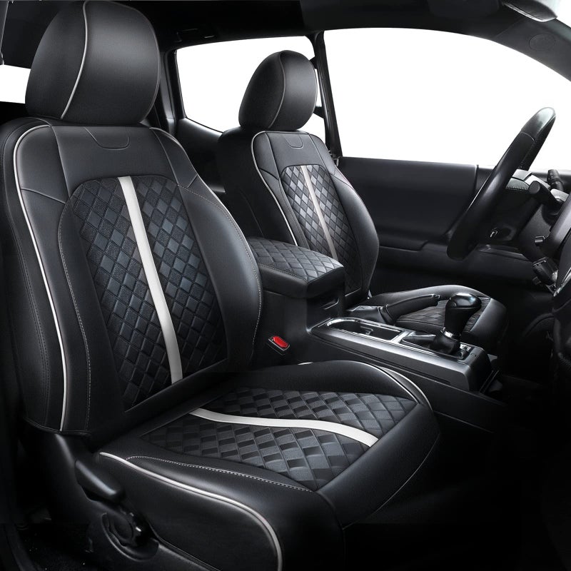 Carlimeki Leather Seat Covers Custom Fit for Tacoma Gen 3rd 20162023 Double Crew Cab for SR SR5 Limited TRD Pro TRD Sport TRD OffRoad Trail Special Edition Fully Covered