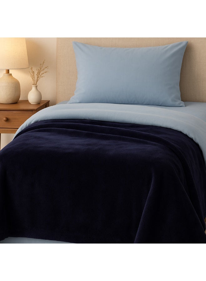 Elega Decor Flannel Blanket – Single (150x200 cm) – Solid Navy Blue | Ultra-Soft, Premium Brushed Polyester, All-Season Comfort - Image 1
