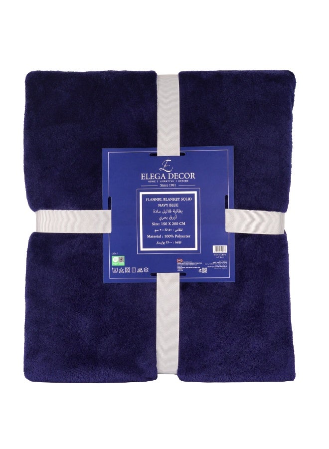 Elega Decor Flannel Blanket – Single (150x200 cm) – Solid Navy Blue | Ultra-Soft, Premium Brushed Polyester, All-Season Comfort - Image 3