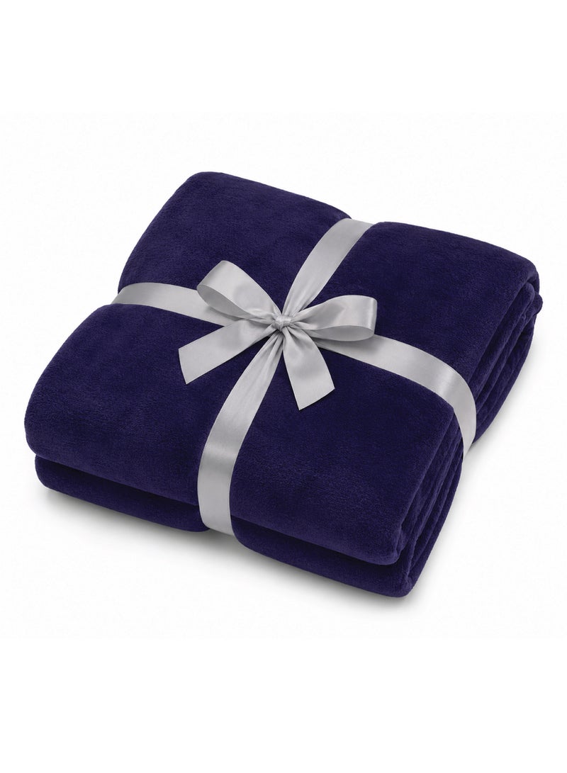 Elega Decor Flannel Blanket – Single (150x200 cm) – Solid Navy Blue | Ultra-Soft, Premium Brushed Polyester, All-Season Comfort - Image 1