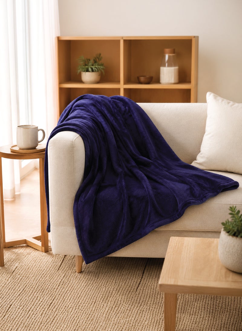Elega Decor Flannel Blanket – Single (150x200 cm) – Solid Navy Blue | Ultra-Soft, Premium Brushed Polyester, All-Season Comfort - Image 4