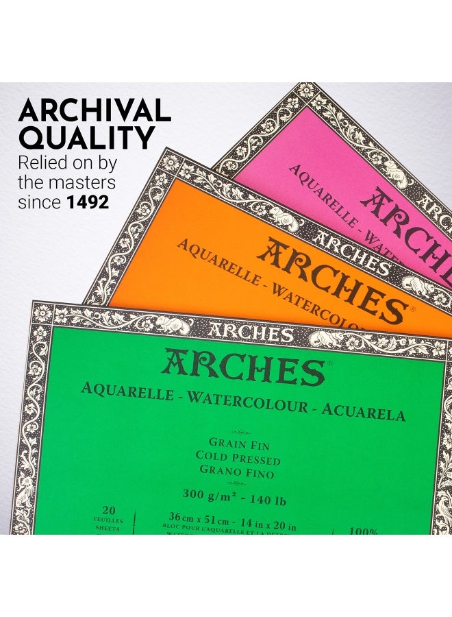 Arches Watercolor Block 14X20 Inch Natural White 100 Cotton Paper 20 Sheets Of Watercolor Paper Rough 140 Lb Art Paper For Watercolor Gouache Ink Acrylic And More - Image 5