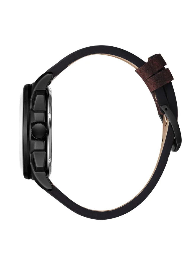 Slazenger Men's Automatic  Display Watch With Dark Brown Leather Strap - SL.9.2409.1.06