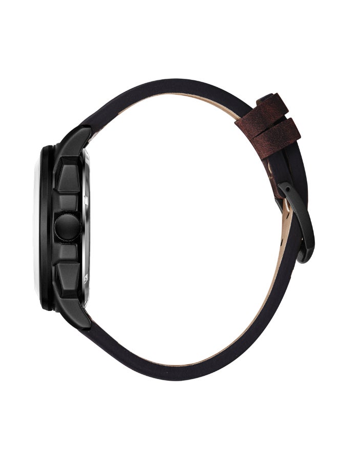 سلازنجر ساعة رجالية أوتوماتيكية بشاشة مع حزام جلد بني داكن - Image 3