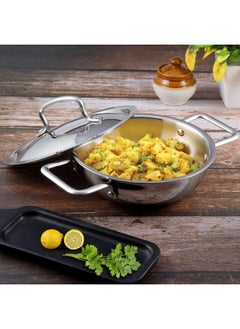 VINOD Vinod Platinum Triply Stainless Steel Extra Deep Kadai/Kadhai with Stainless Steel Lid - 1.2 Litres, 18 CM, VTK018, Cooking Pot, Frypan, Casserole  - Image 5