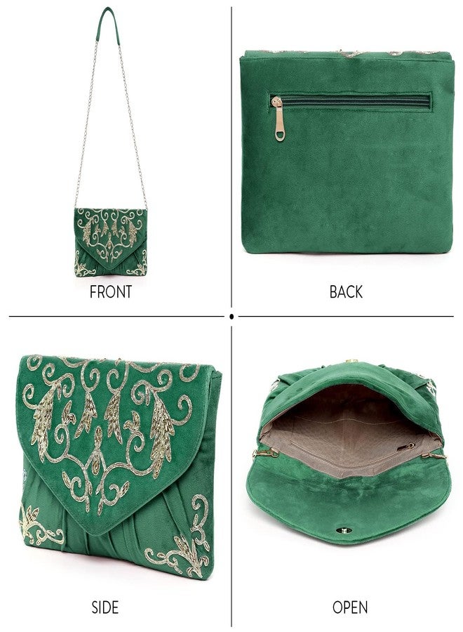 Aheli Green Clutch Purses Gift for Women Handmade Evening Handbags Bridal Clutch - Image 5