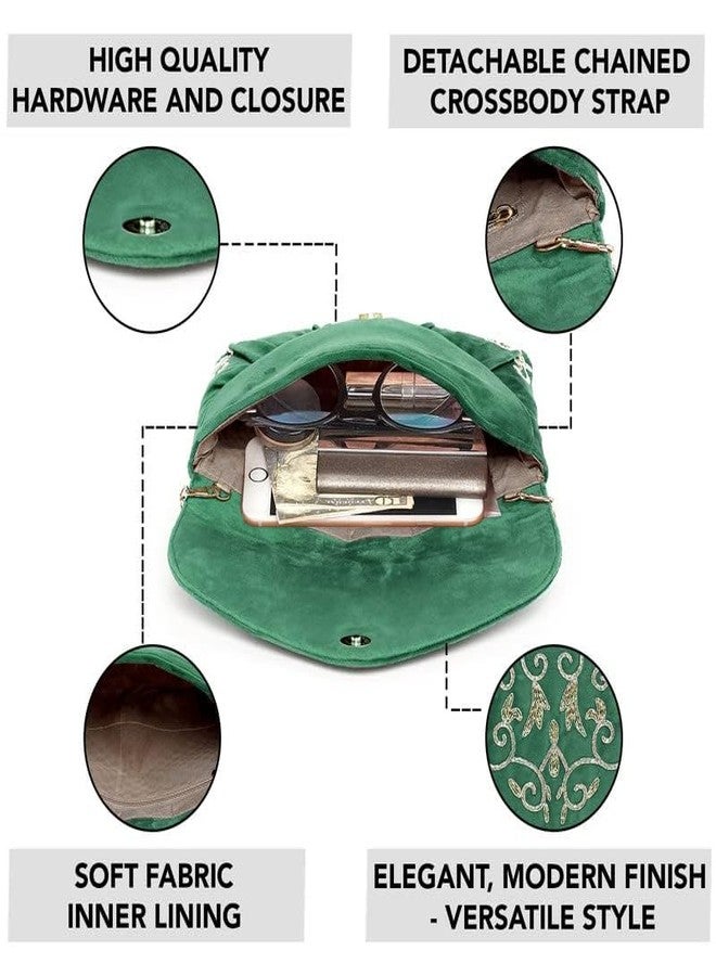 Aheli Green Clutch Purses Gift for Women Handmade Evening Handbags Bridal Clutch - Image 4