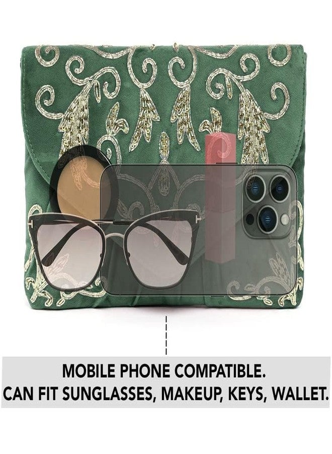 Aheli Green Clutch Purses Gift for Women Handmade Evening Handbags Bridal Clutch - Image 3