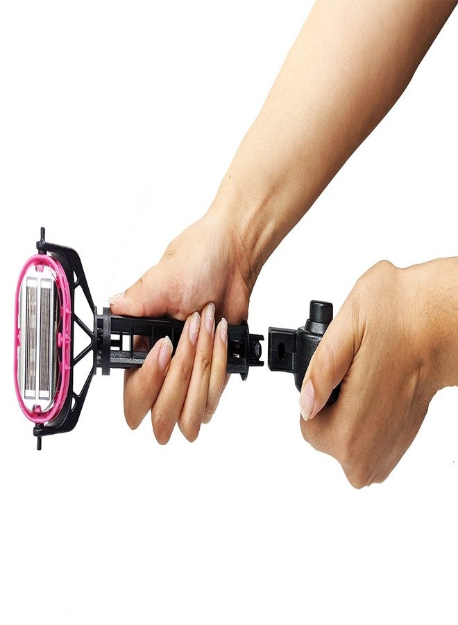 اومني شيفر مقبض تمديد لماكينة الحلاقة OmniShaver - ماكينة حلاقة لكامل الجسم للرجال والنساء مع حامل تمديد بطول 20 بوصة - قابل للتعديل والطي، يتضمن أداة وضع لوشن قابلة للفصل للظهر والساقين والذراعين، رأس متحرك - أسود - Image 5