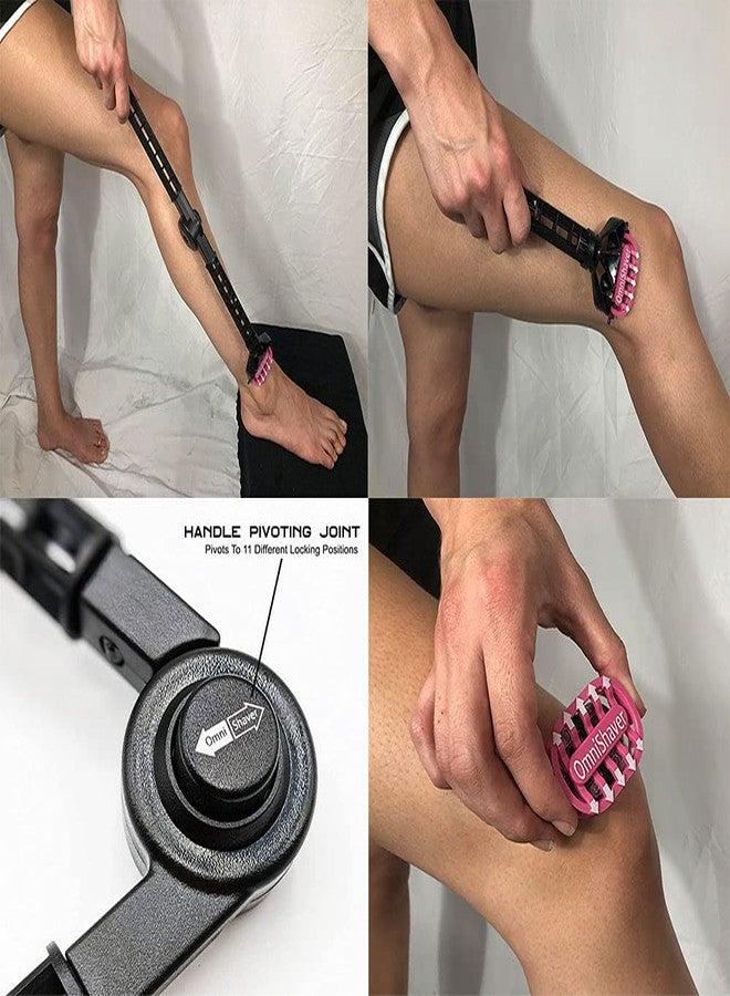 اومني شيفر مقبض تمديد لماكينة الحلاقة OmniShaver - ماكينة حلاقة لكامل الجسم للرجال والنساء مع حامل تمديد بطول 20 بوصة - قابل للتعديل والطي، يتضمن أداة وضع لوشن قابلة للفصل للظهر والساقين والذراعين، رأس متحرك - أسود - Image 4