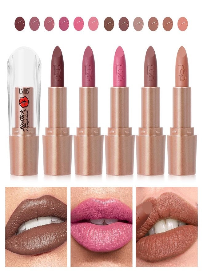 USHAS 3Pcs Lipstick Set - Long Lasting Lip Makeup, Brown & Nudes lipstick for women, Full Coverage Lip Color, Matte Non-Stick Lipstick Makeup for Women (Set 3 (07+08+09), 3Pcs) - Image 5