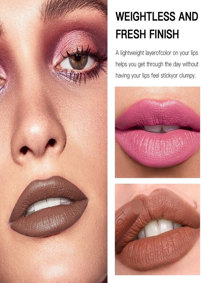 USHAS 3Pcs Lipstick Set - Long Lasting Lip Makeup, Brown & Nudes lipstick for women, Full Coverage Lip Color, Matte Non-Stick Lipstick Makeup for Women (Set 3 (07+08+09), 3Pcs) - Image 2
