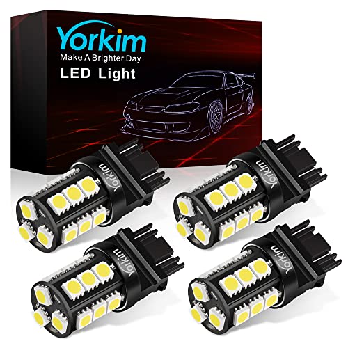 Yorkim 3157 LED Light Bulbs White Super Bright, 3056 3156 3156A 3057 4057 3157 4157 T25 LED Bulbs for Brake Lights, Backup Reverse Lights, Reverse Tail Lights - Pack of 4 - Image 1
