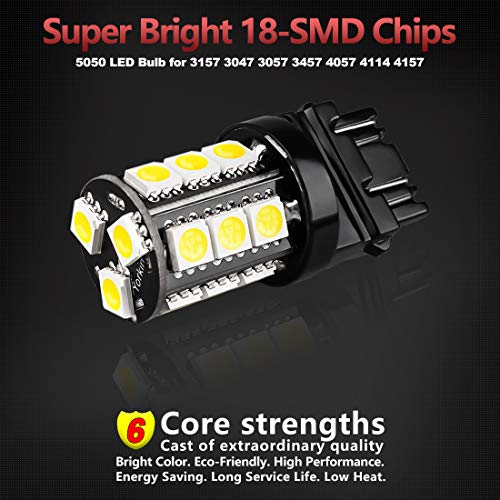 Yorkim 3157 LED Light Bulbs White Super Bright, 3056 3156 3156A 3057 4057 3157 4157 T25 LED Bulbs for Brake Lights, Backup Reverse Lights, Reverse Tail Lights - Pack of 4 - Image 2