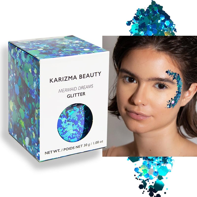 KARIZMA Mermaid Body Glitter  30g Chunky Face Hair Eye and Body Glitter for Women  Rave Festival Accessories Cosmetic Makeup  Loose Set