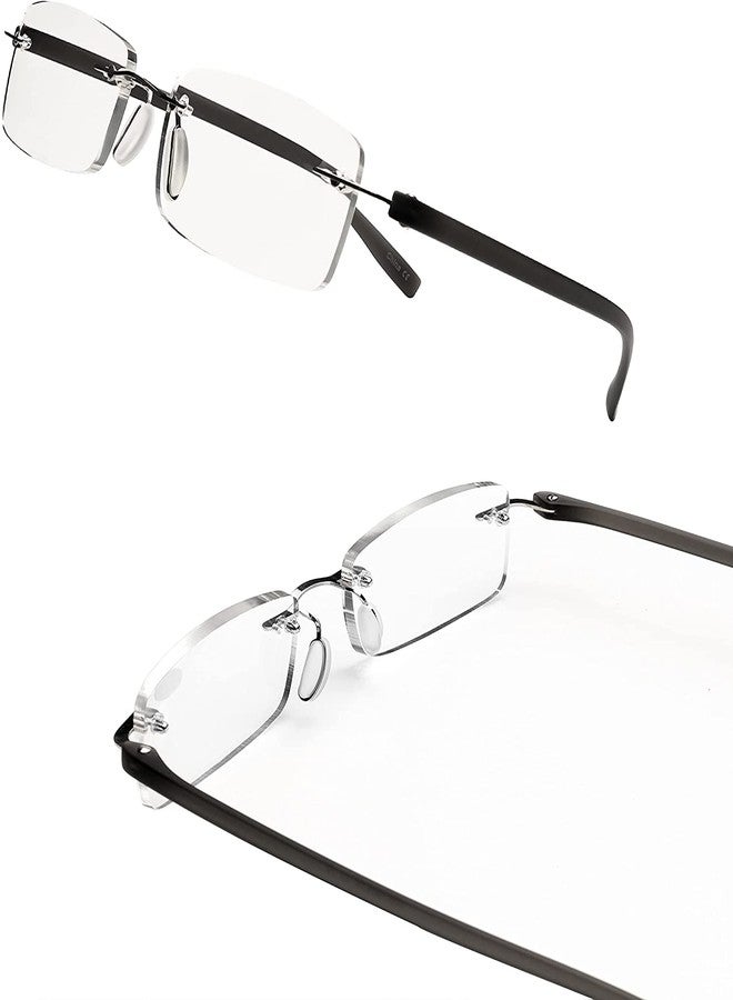 AEC EasyRead2 Unisex Reading Eyeglasses +2.00 Power BlueBlock Rimless Slim Plastic Frame with Luxury Carry Sleeve for Men and Women (Black) - Image 3