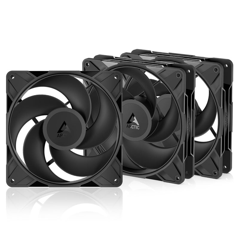 ARCTIC P14 Pro Reverse – 3 Pack – 140 mm Premium Fan with Reverse Airflow, PWM Fan with Y Cable Splitter, 400-2650 RPM, 0 RPM <5% PWM, hydrodynamic Bearing, 4-Pin - Black - Image 1