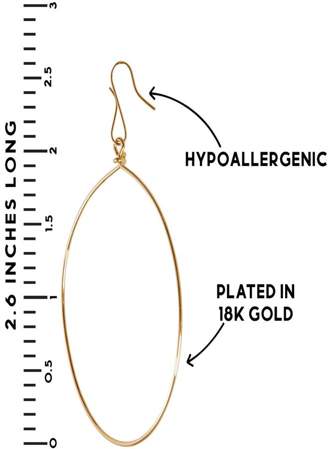 هامبل شيك نيويورك أقراط متدلية مطلية بالذهب عيار 18 قيراطًا للنساء - أقراط متدلية مطلية بالذهب عيار 18 قيراطًا للنساء، حلقات متدلية عصرية، حلقات دائرية كبيرة متدلية، قطرات هندسية دائرية كبيرة وبسيطة، مضادة للحساسية، دائرية 2.6 بوصة - Image 4