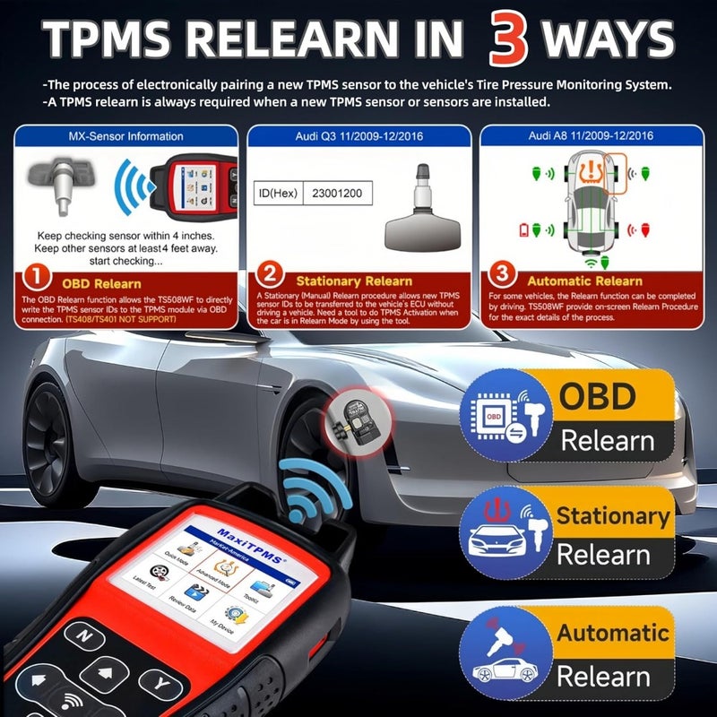 MaxiTPMS TS508WF TPMS Programming Tool, 2025 WiFi Ver. of TS601 TS508 TS501 TS408, Activate/Relearn TPMS Sensors, Program MX Sensor, TPMS Diagnosis, Read/Clear TPMS Code, Free Lifetime Update - Image 4