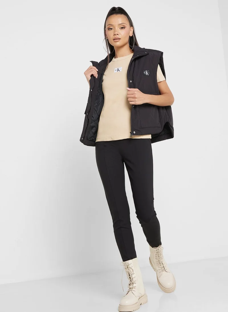 Calvin Klein Jeans  Crew Neck Rib Logo T-Shirt for Women | Best Price UAE