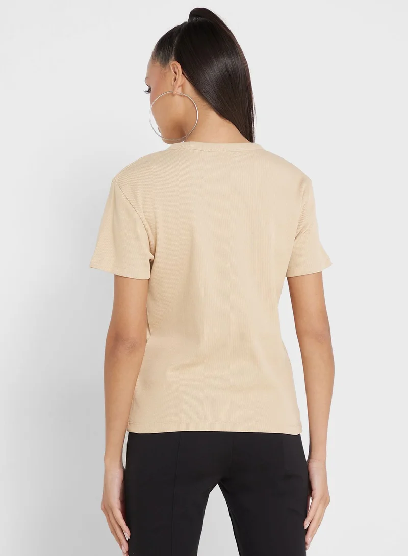 Calvin Klein Jeans  Crew Neck Rib Logo T-Shirt for Women | Best Price UAE