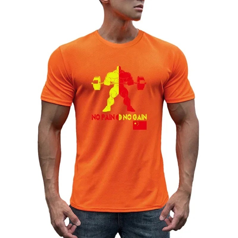 Fitness round neck short sleeve men''s T-shirt sports bodybuilding iron quick-drying fashion brand breathable summer beauty new foreign trade cross-border - Image 5