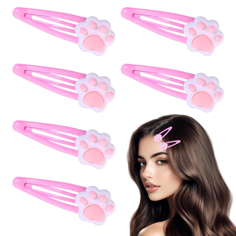 6PCS kawaii Hair Clips Pink Cat Hair Clips for Hair Decor Y2k Cat Hair Pins Suitable for Girls Cartoon Cat Metal Hairpins for Kids Girls Kawaii Hair Accessories