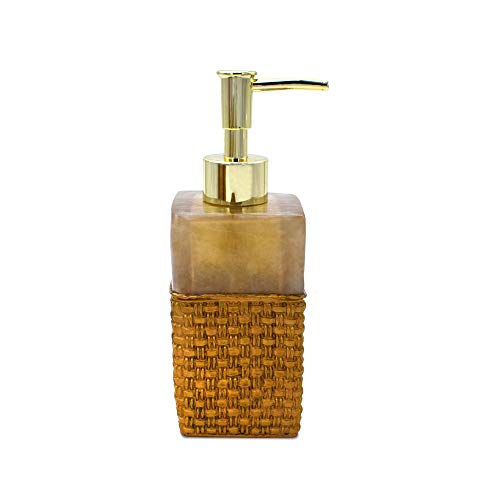 Sterling soap Dispenser Set for Bathroom - Liquid Soap Dispenser, Toothbrush Holder, Tumbler & Soap Dish Holder SMS-478 Natural Stone Finish Golden Print Polyresign 4 Pieces - Image 2