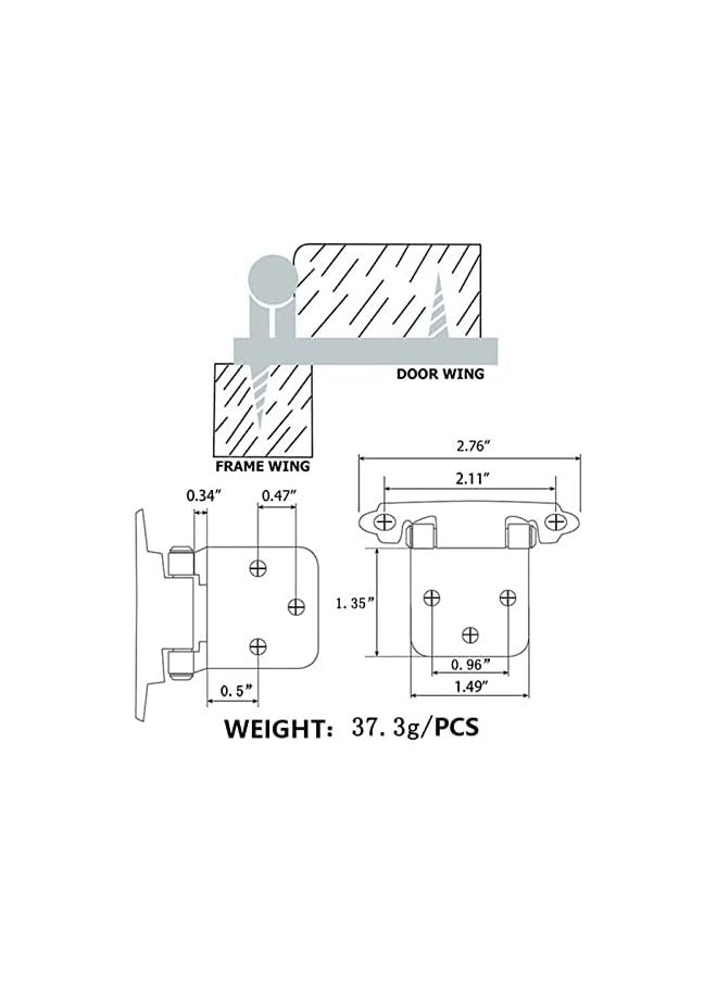 PROMASS promass Inset Cabinet Door Hinges Black, 2Pcs 1 Pairs, Flush Face Mount Cupboard Self-Closing Kitchen Cabinet Hardware Hinges  - Image 3