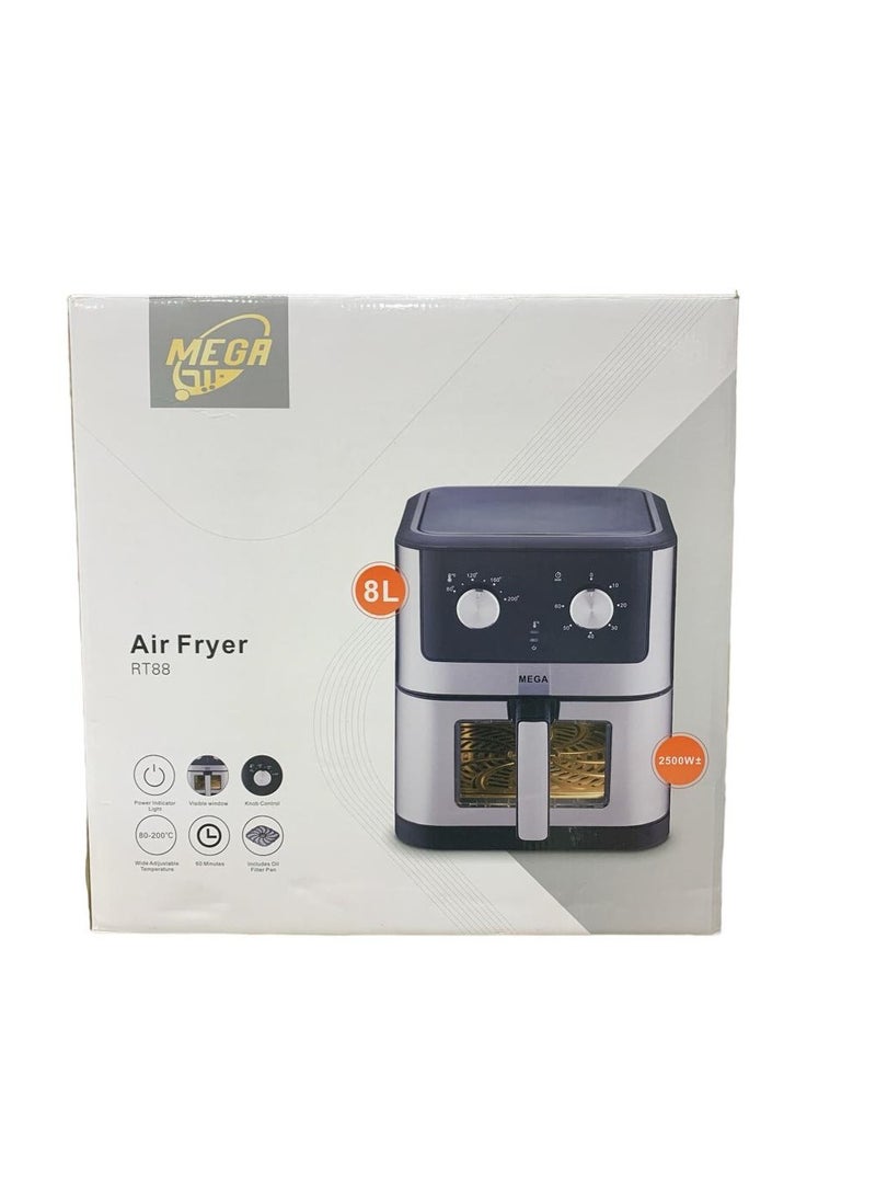 MEGA - Mega Air Fryer Without Oil, 8 Liter Capacity, 2500 Watt - Black - Image 1