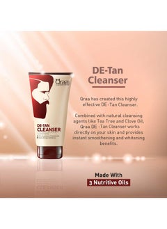 Qraa Men De-Tan Cleanser For Skin Lightening & Brightening | Dirt & Blackhead Removal |Tan Removal Face Cleanser, Scrub & Pack | 100Gm  - Image 3