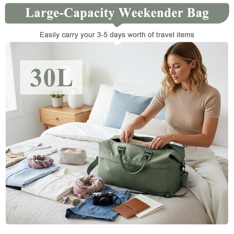 HYC00 Travel Duffel Bag,Carry-On Overnight Weekender Bags for Women,Personal Item Travel Bag with Shoes Compartment,Sports Gym Bag - Image 3