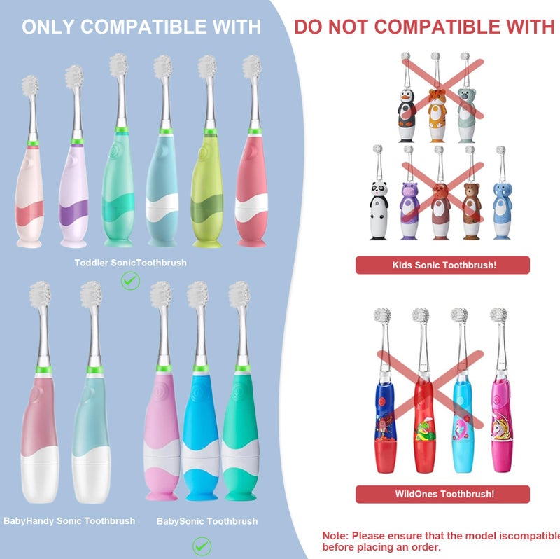 KOPBTBOY Baby Toothbrush Heads Compatible with Papablic BabyHandy/Toddler Sonic Electric Toothbrushes, Compatible with Brush-Baby BabySonic/Seago SG902/SG602, 5 Pack (18-36 Month) - Image 4