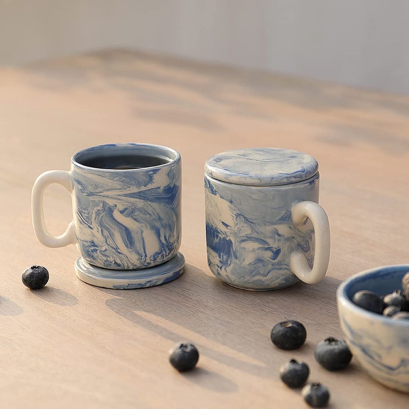 Ellementry Earth Ceramic Mug Set of 2 150 ml Each Stylish Ceramic Mug for Coffee Tea Milk Dishwasher Safe Trendy Everyday Use Coffee Cup for Office Home Travel Perfect for Birthday Gift - Image 1