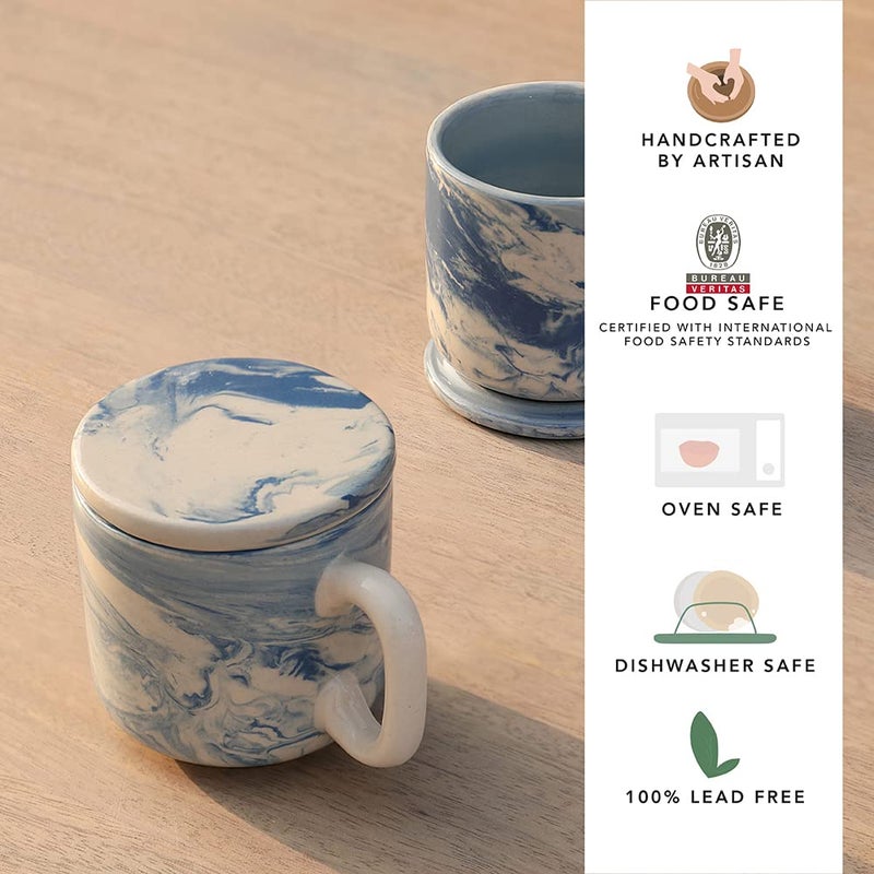 Ellementry Earth Ceramic Mug Set of 2 150 ml Each Stylish Ceramic Mug for Coffee Tea Milk Dishwasher Safe Trendy Everyday Use Coffee Cup for Office Home Travel Perfect for Birthday Gift - Image 3