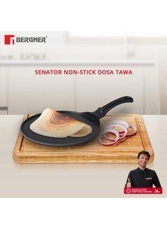 BERGNER BERGNER Senator Die-Cast Aluminium Non-Stick Dosa Tawa, 28cm, Black  - Image 2