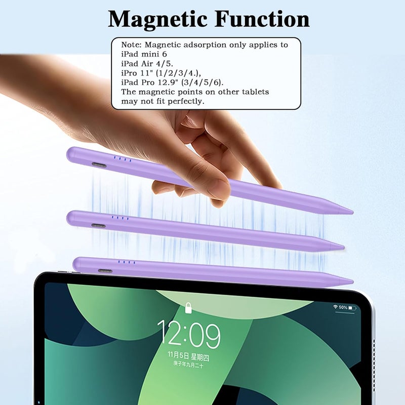 Luntak Stylus Pen for Android and iOS Touch Screen Pen,Tablet Pencil with 4 Pom Tip,Magnetic Phone Stylus Compatible with Samsung/Huawei/Lenovo/Mi/Vivo and Other Android Smartphone and Tablet Devices-Purple - Image 4