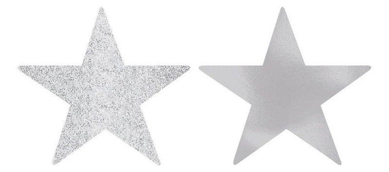 Amscan Star Cutouts  Silver  Pack of 5  Party Decor