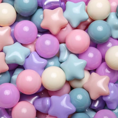 GOGOSO Ball Pit Balls for Toddlers PhthalateFree BPAFree NonToxic Crush Proof Soft Plastic Play Balls Baby Kids Shape Tent Pool Playhouse Playpen Party Decor PinkPurpleBlue200PCS - Image 1
