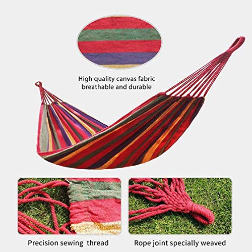 Luxafare Outdoor Beach Garden Camping Canvas Fabric Portable Curved Strip Ultralight Hammocks2 Person - Image 3