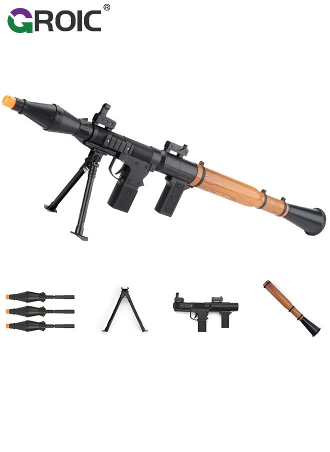 GROIC RPG Rocket Launcher for Kids, Mortar Military Model Soft Bullet Gun Toy, Children's Catapult Gun Toy, Shotgun Large RPG Gun Toy, CS Game Outdoor Sports for Kids, 3 Cannonballs  - Image 1